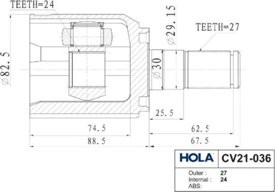 Hola CV21-036 - Kit giunti, Semiasse autozon.pro