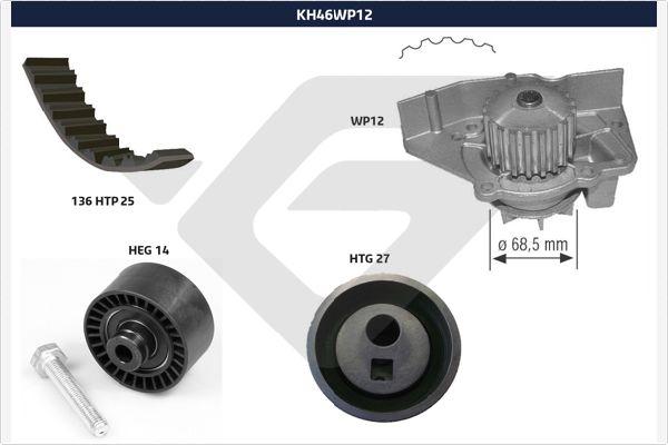 Hutchinson KH 46WP12 - Pompa acqua + Kit cinghie dentate autozon.pro