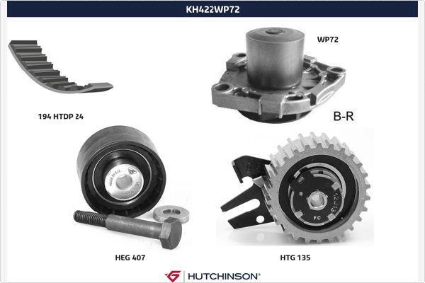 Hutchinson KH 422WP72 - Pompa acqua + Kit cinghie dentate autozon.pro