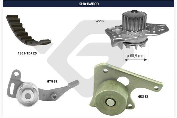 Hutchinson KH 01WP09 - Pompa acqua + Kit cinghie dentate autozon.pro