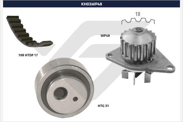 Hutchinson KH 03WP48 - Pompa acqua + Kit cinghie dentate autozon.pro