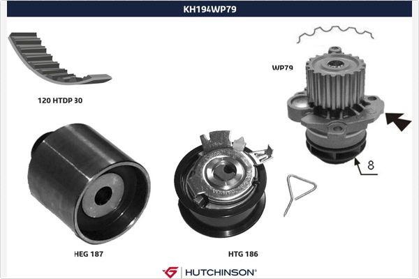 Hutchinson KH 194WP79 - Pompa acqua + Kit cinghie dentate autozon.pro