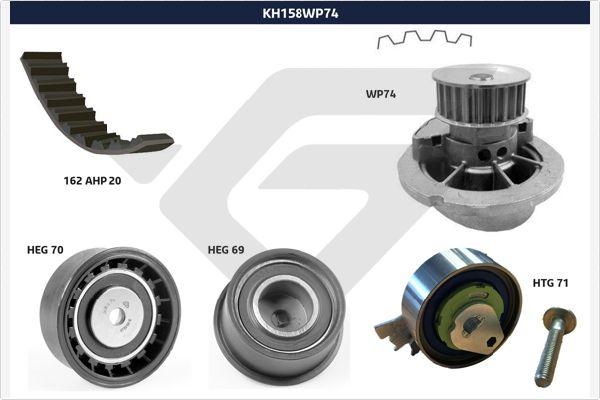 Hutchinson KH 158WP74 - Pompa acqua + Kit cinghie dentate autozon.pro