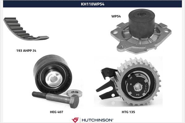 Hutchinson KH 118WP54 - Pompa acqua + Kit cinghie dentate autozon.pro