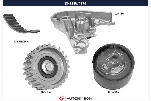 Hutchinson KH 138WP176 - Pompa acqua + Kit cinghie dentate autozon.pro