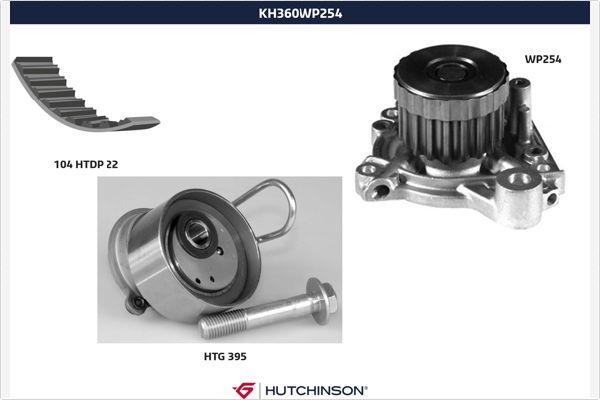 Hutchinson KH 360WP254 - Pompa acqua + Kit cinghie dentate autozon.pro