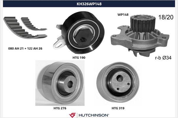 Hutchinson KH 326WP148 - Pompa acqua + Kit cinghie dentate autozon.pro