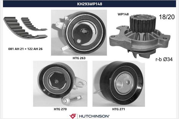 Hutchinson KH 293WP148 - Pompa acqua + Kit cinghie dentate autozon.pro