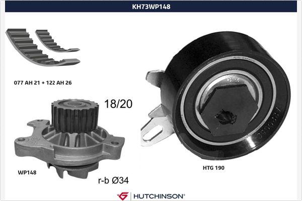 Hutchinson KH 73WP148 - Pompa acqua + Kit cinghie dentate autozon.pro