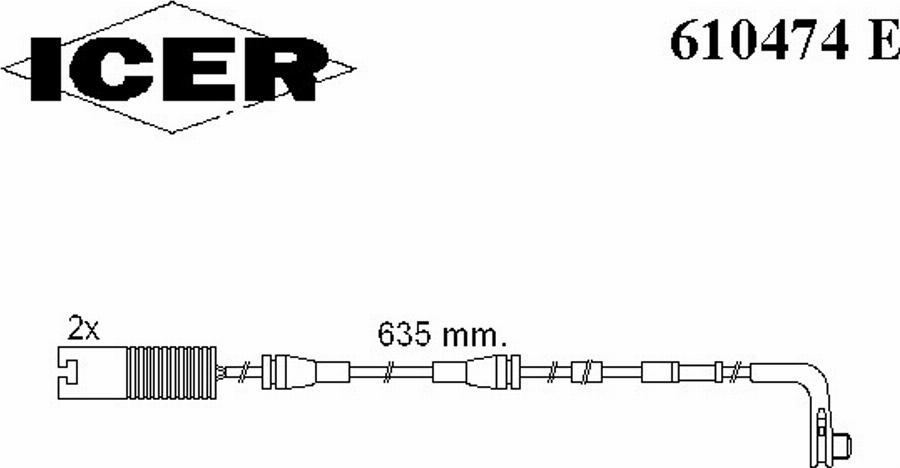 Icer 610474 E - Contatto segnalazione, Usura past. freno / mat. d'attrito autozon.pro