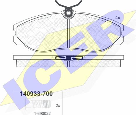 Icer 140933-700 - Kit pastiglie freno, Freno a disco autozon.pro