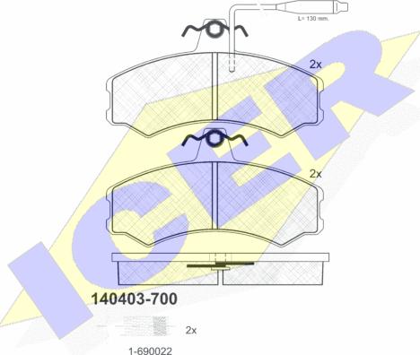 Icer 140403-700 - Kit pastiglie freno, Freno a disco autozon.pro