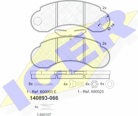 Icer 140893-066 - Kit pastiglie freno, Freno a disco autozon.pro