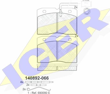 Icer 140892-066 - Kit pastiglie freno, Freno a disco autozon.pro