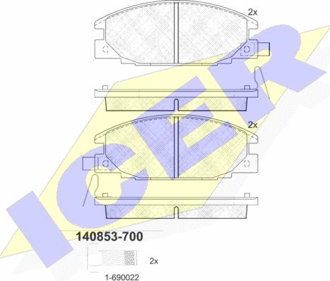 Icer 140853-700 - Kit pastiglie freno, Freno a disco autozon.pro