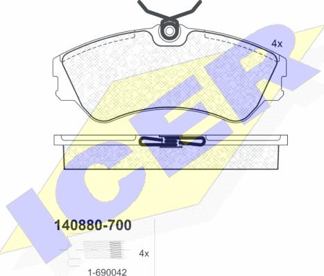 Icer 140880-700 - Kit pastiglie freno, Freno a disco autozon.pro