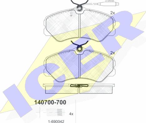 Icer 140700-700 - Kit pastiglie freno, Freno a disco autozon.pro