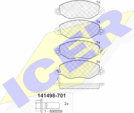 Icer 141498-701 - Kit pastiglie freno, Freno a disco autozon.pro