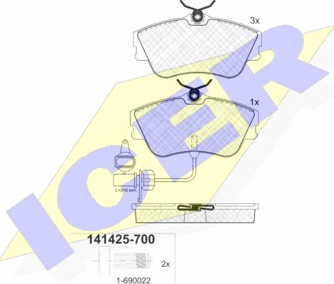 Icer 141425-700 - Kit pastiglie freno, Freno a disco autozon.pro