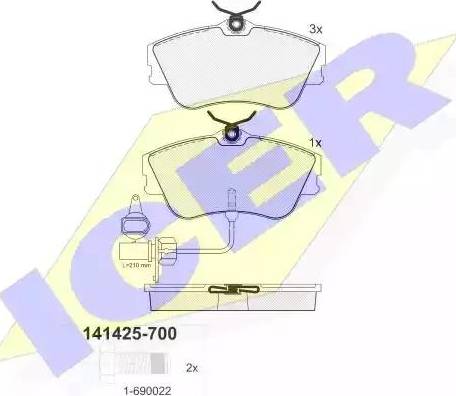 Icer 141425 - Kit pastiglie freno, Freno a disco autozon.pro