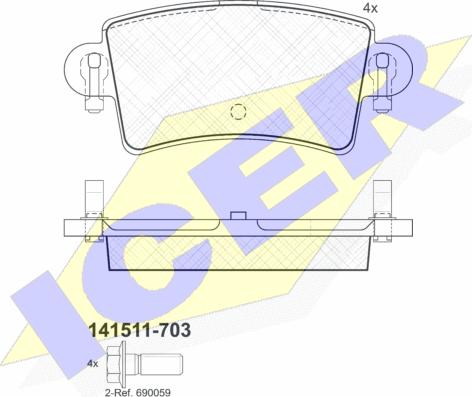 Icer 141511-703 - Kit pastiglie freno, Freno a disco autozon.pro