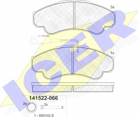 Icer 141522-066 - Kit pastiglie freno, Freno a disco autozon.pro