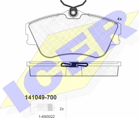 Icer 141049-700 - Kit pastiglie freno, Freno a disco autozon.pro