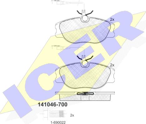 Icer 141046-700 - Kit pastiglie freno, Freno a disco autozon.pro