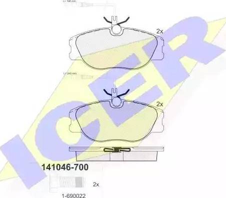 Icer 141046 - Kit pastiglie freno, Freno a disco autozon.pro