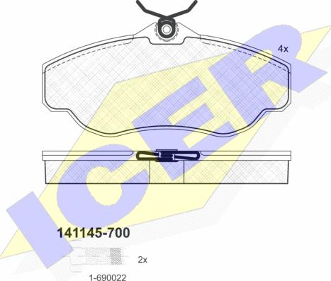 Icer 141145-700 - Kit pastiglie freno, Freno a disco autozon.pro