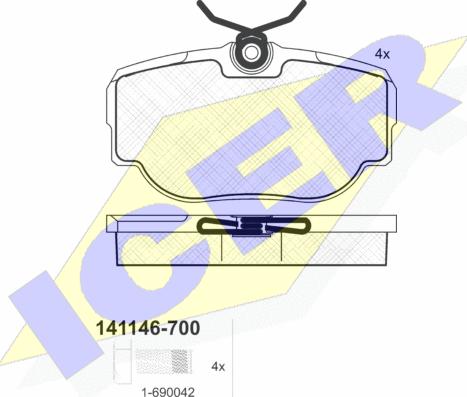 Icer 141146-700 - Kit pastiglie freno, Freno a disco autozon.pro