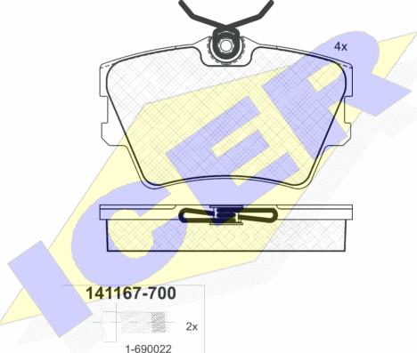 Icer 141167-700 - Kit pastiglie freno, Freno a disco autozon.pro