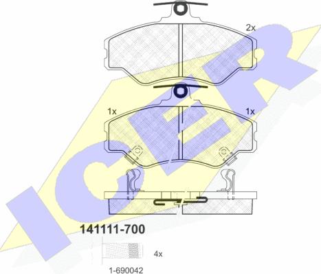 Icer 141111-700 - Kit pastiglie freno, Freno a disco autozon.pro