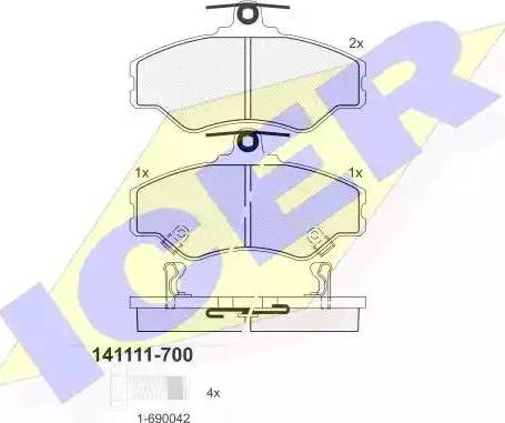 Icer 141111 - Kit pastiglie freno, Freno a disco autozon.pro