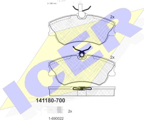 Icer 141180-700 - Kit pastiglie freno, Freno a disco autozon.pro