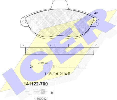 Icer 141122-700 - Kit pastiglie freno, Freno a disco autozon.pro