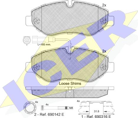 Icer 141846-066 - Kit pastiglie freno, Freno a disco autozon.pro