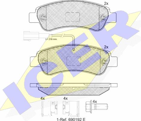 Icer 141804-203 - Kit pastiglie freno, Freno a disco autozon.pro