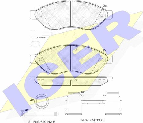 Icer 141803-203 - Kit pastiglie freno, Freno a disco autozon.pro