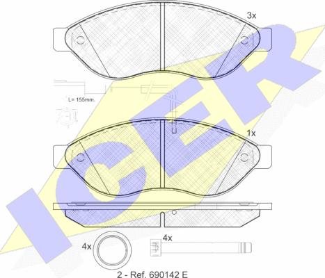 Icer 141803 - Kit pastiglie freno, Freno a disco autozon.pro