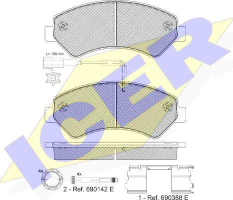 Icer 141836-201 - Kit pastiglie freno, Freno a disco autozon.pro