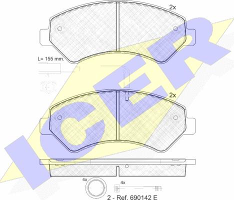 Icer 141836-203 - Kit pastiglie freno, Freno a disco autozon.pro