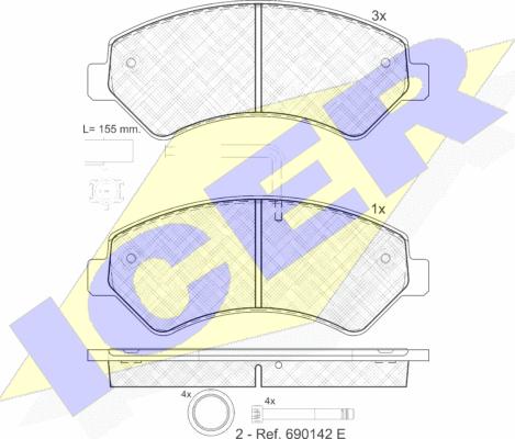 Icer 141836 - Kit pastiglie freno, Freno a disco autozon.pro