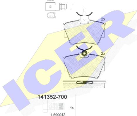 Icer 141352-700 - Kit pastiglie freno, Freno a disco autozon.pro