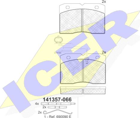 Icer 141357 - Kit pastiglie freno, Freno a disco autozon.pro