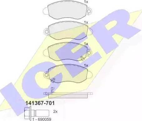 Icer 141367 - Kit pastiglie freno, Freno a disco autozon.pro