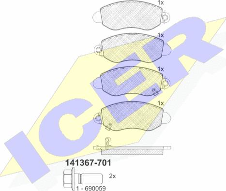 Icer 141367-701 - Kit pastiglie freno, Freno a disco autozon.pro