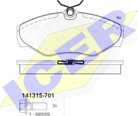 Icer 141315-701 - Kit pastiglie freno, Freno a disco autozon.pro