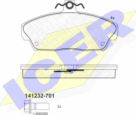 Icer 141232-701 - Kit pastiglie freno, Freno a disco autozon.pro