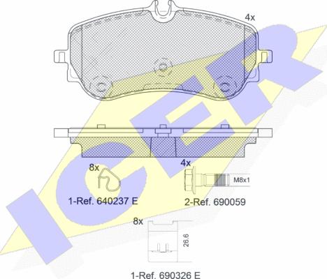 Icer 142301 - Kit pastiglie freno, Freno a disco autozon.pro